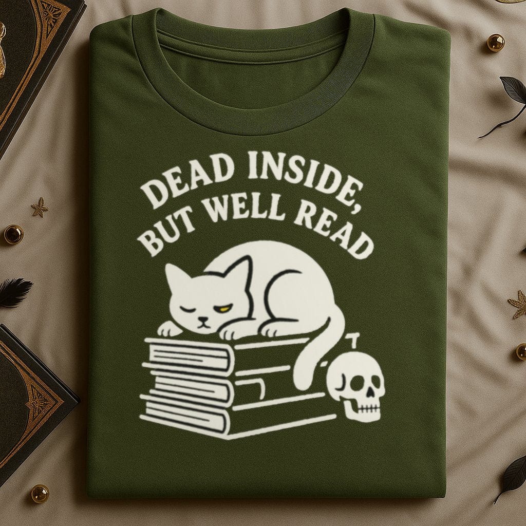 Dead Inside But Well Read Cat Design T-Shirt product