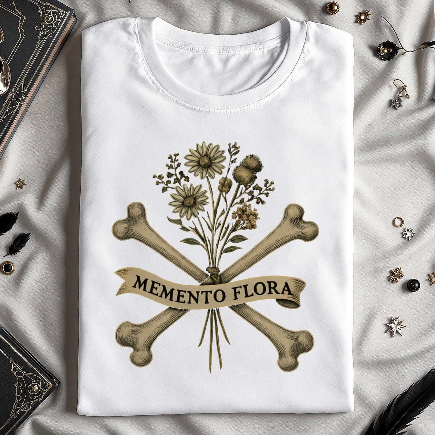 Memento Flora Skull Bones Graphic Printed Apparel product