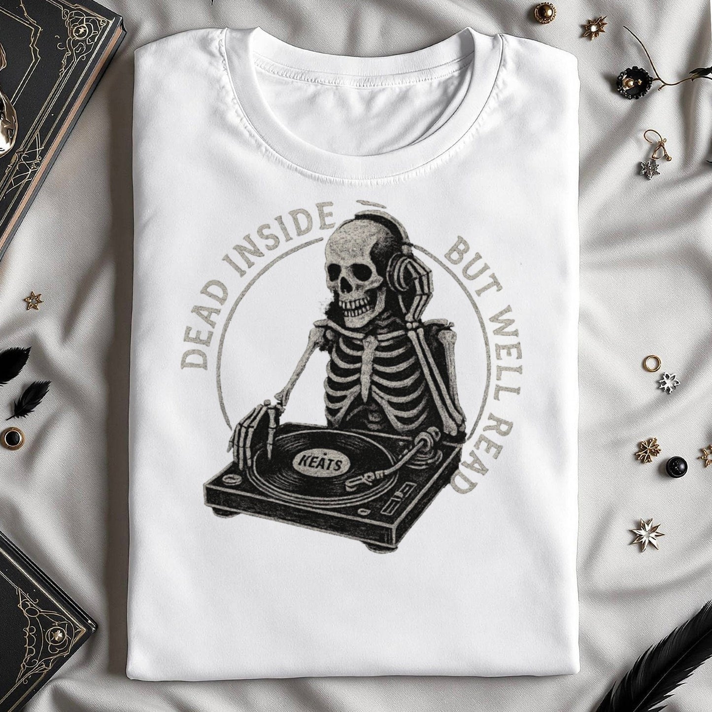 Dead Inside But Well Read Skeleton Shirt product type