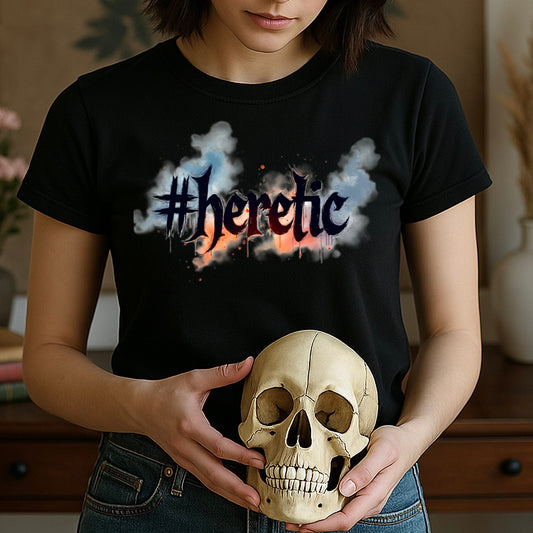 Heretic Gothic Graphic Tee - Rebellious Typography T-Shirt-2-library