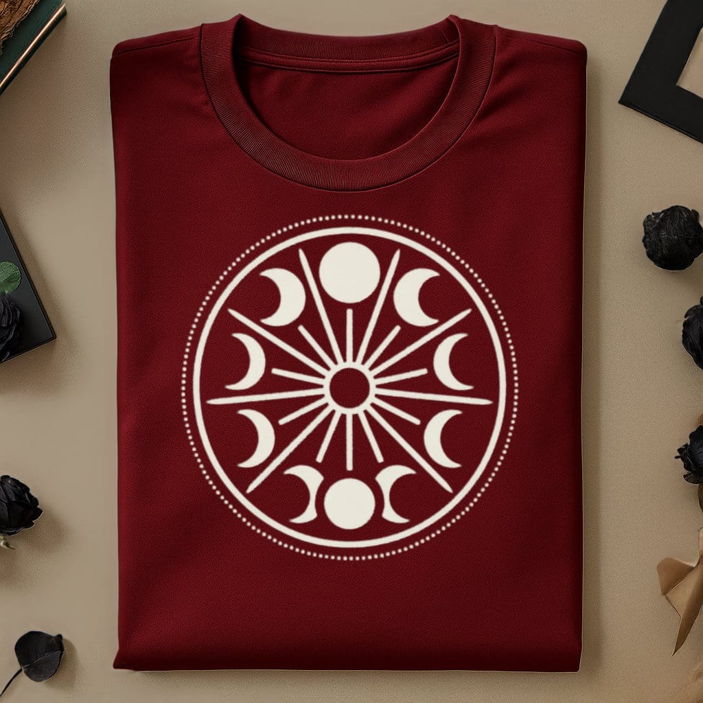 Lunar Phases Maroon Graphic T-shirt product