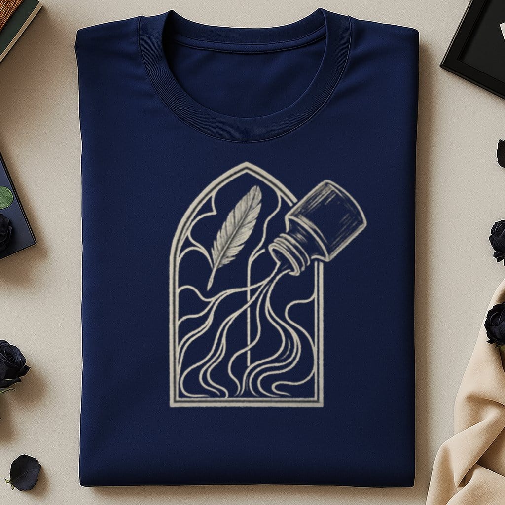 Artistic Feather and Ink Bottle Design Shirt product
