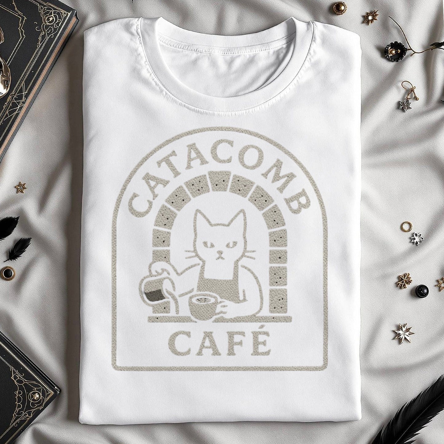 Catacomb Cafe Stylish Graphic Cat T-shirt Product