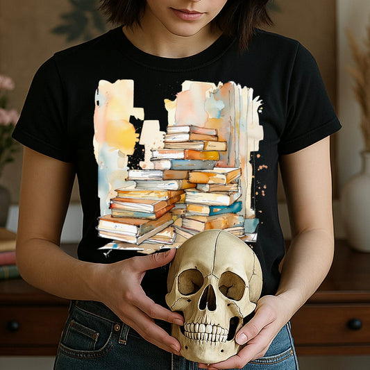 Watercolor Book Stack-2-library