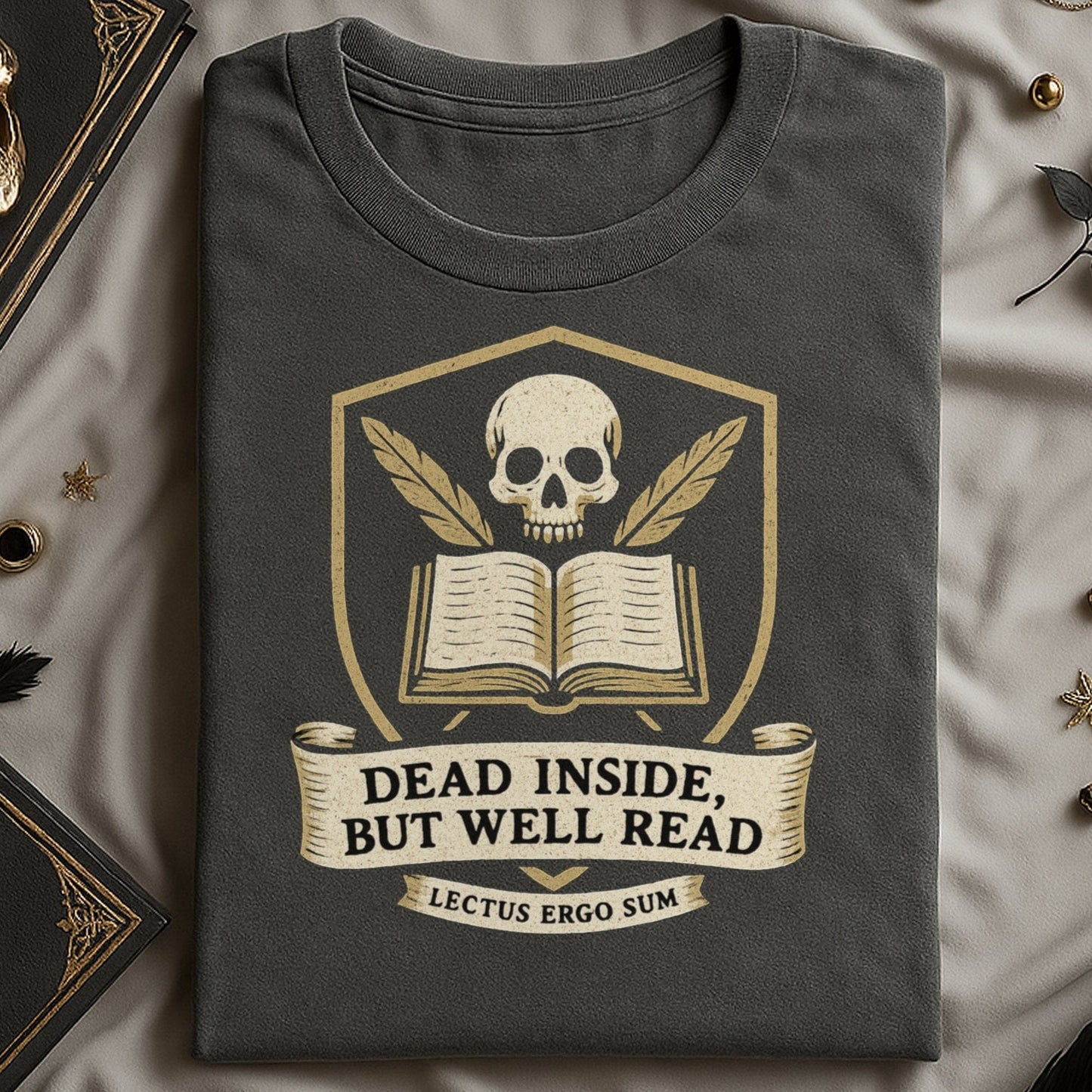 Dead Inside But Well Read Skull Graphic Shirt product