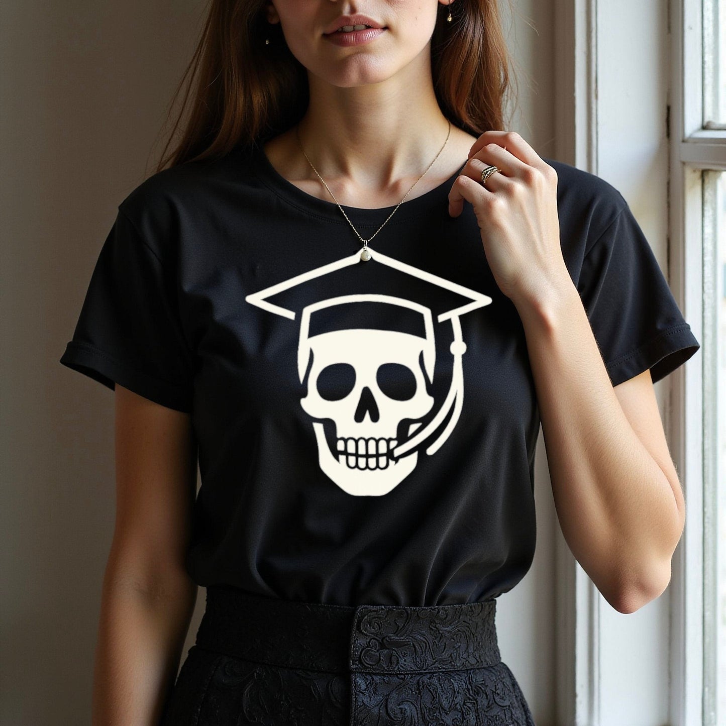 Skull with Graduation Cap Design T-shirt product