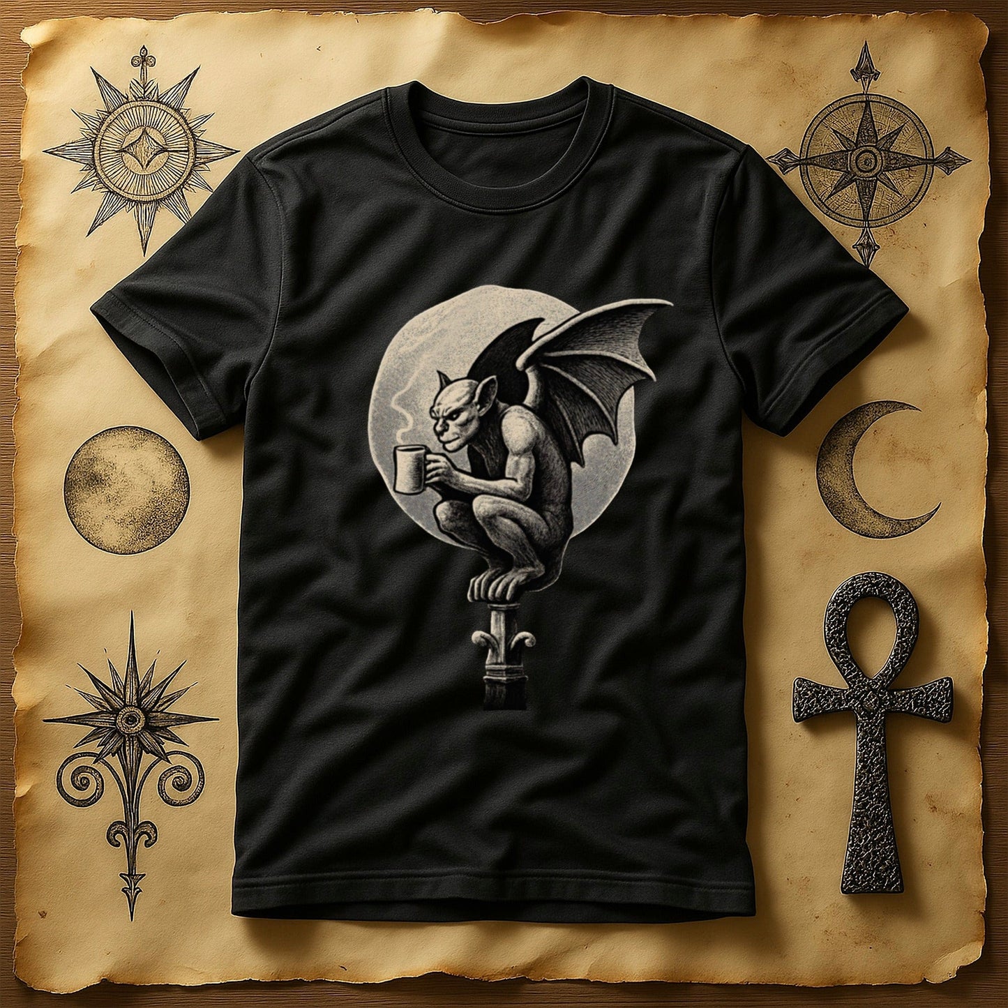 Gothic Gargoyle Moon Drink T Shirt product type
