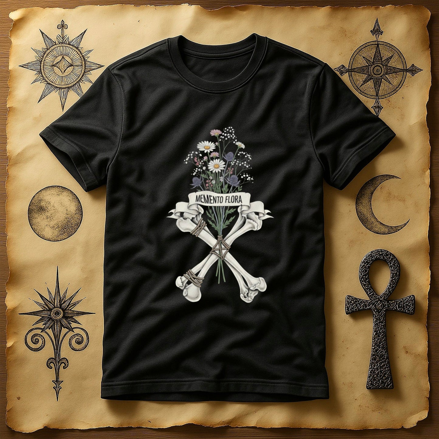 Memento Flora Skull and Flowers Graphic Tee product