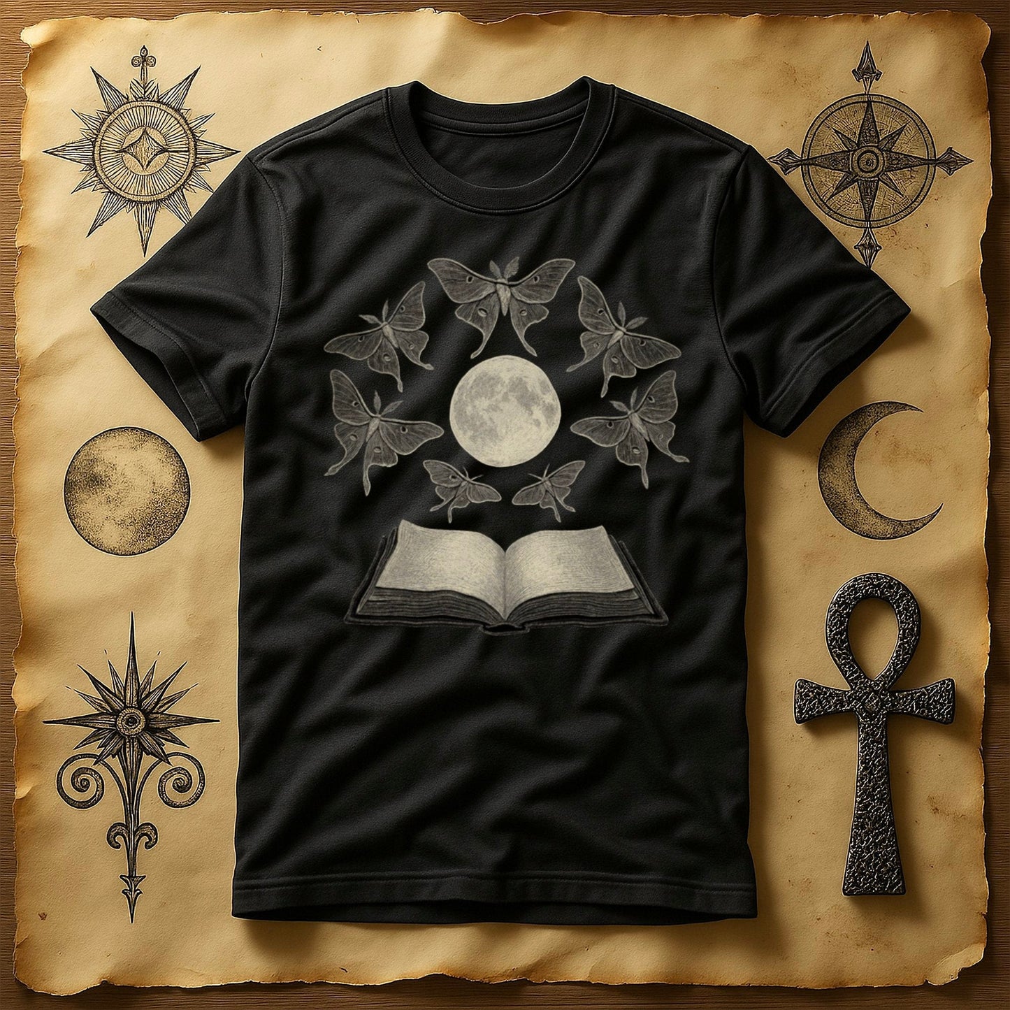 Mystical Moth and Moon Graphic Unisex T-shirt product