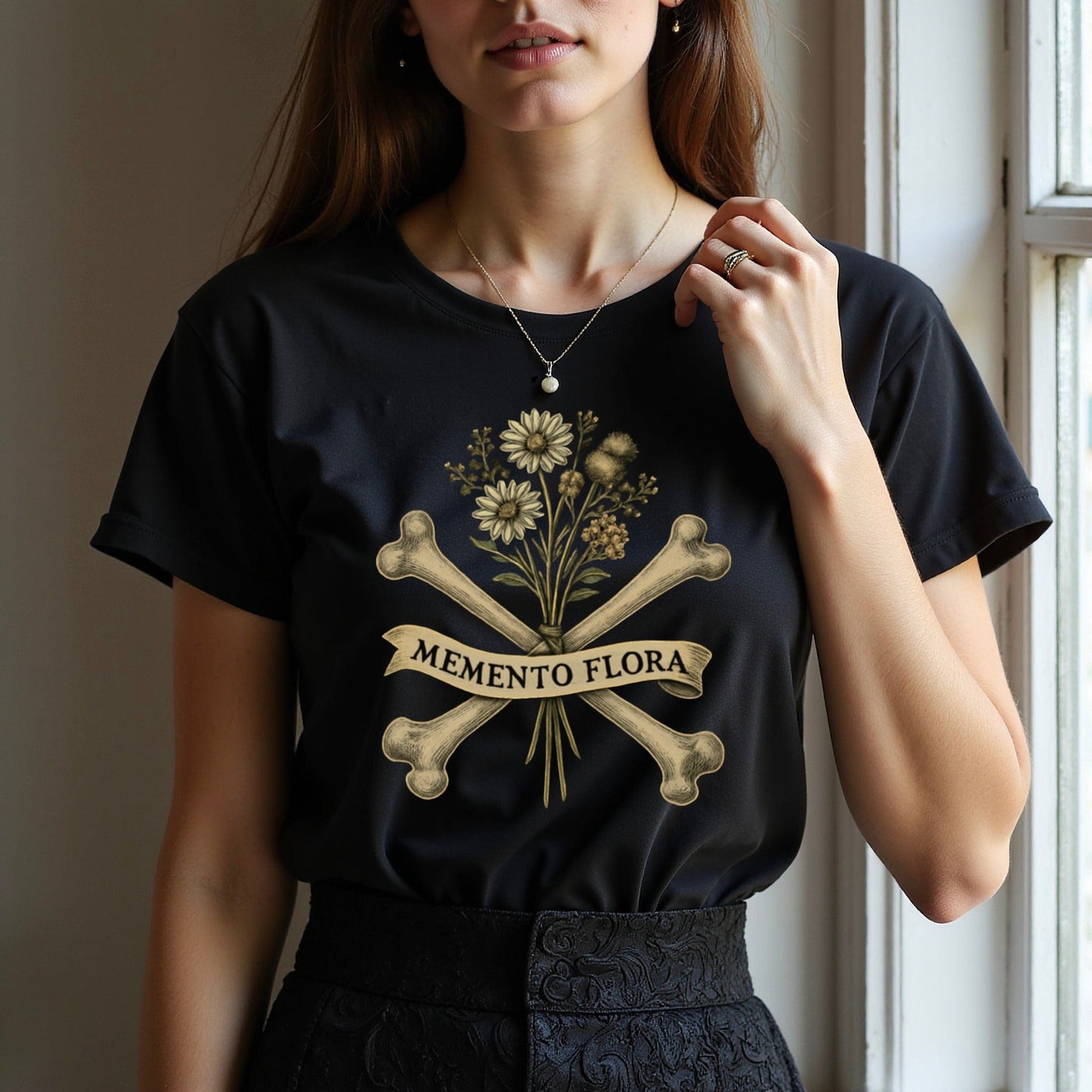 Memento Flora Skull and Flowers Graphic T-shirt product