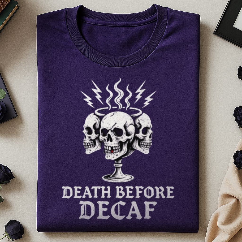 Death Before Decaf Skull Print Fashion Product