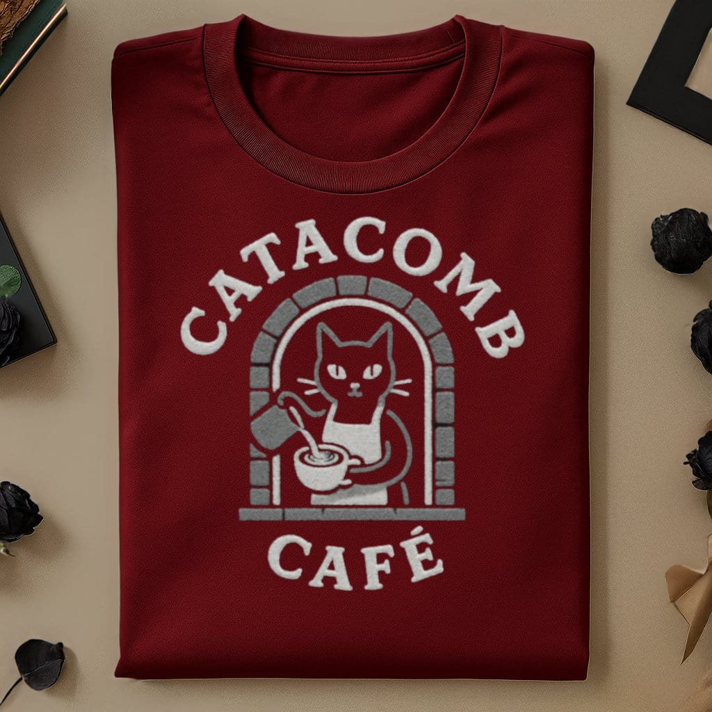 Catacomb Cafe Cat with Coffee Logo Shirt product