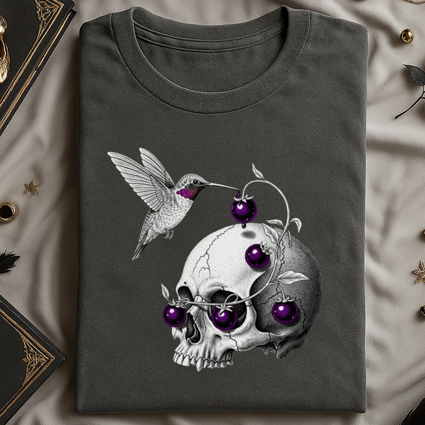 Hummingbird Skull Design Graphic Tee Shirt product type