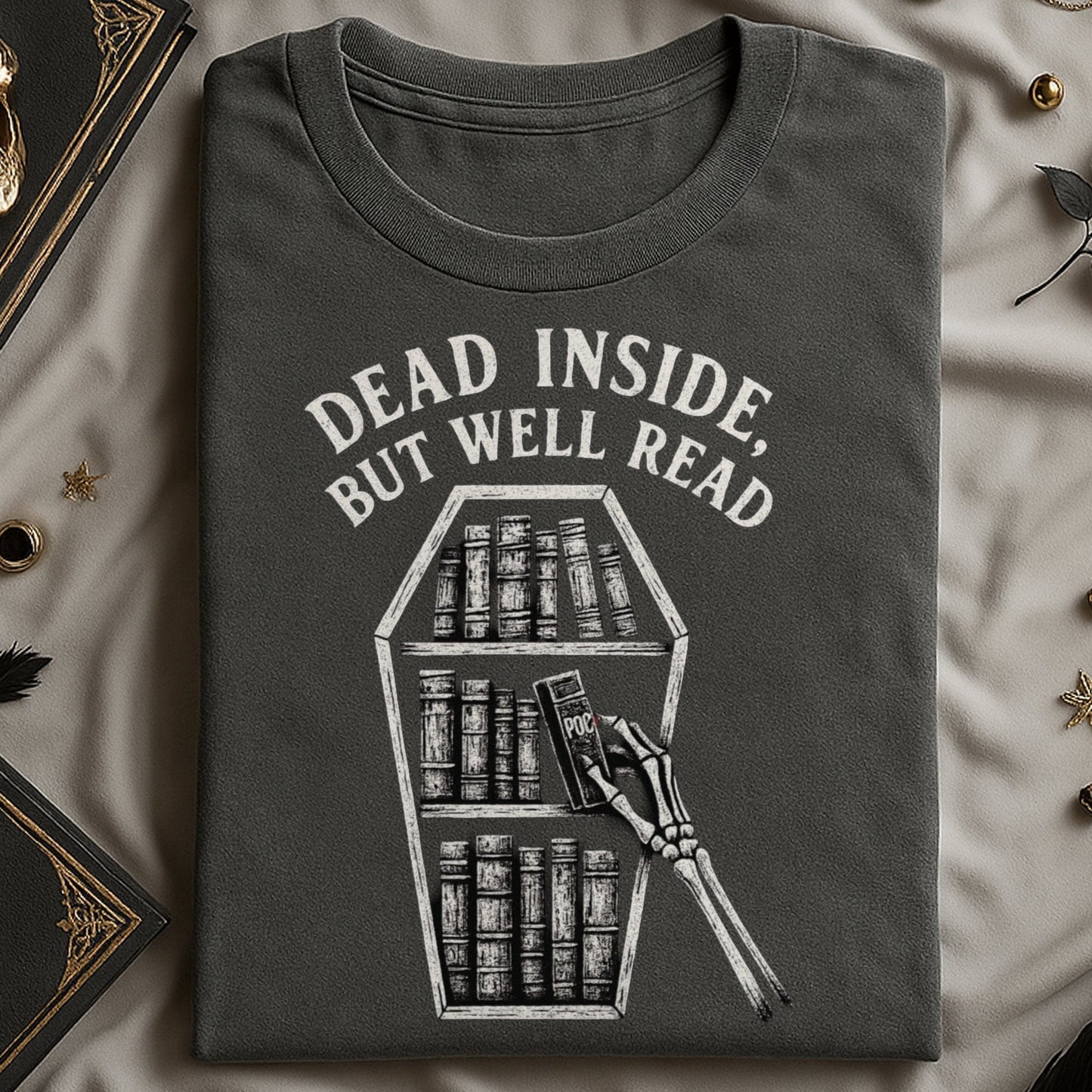 Dead Inside But Well Read Skeleton Graphic T-Shirt product type