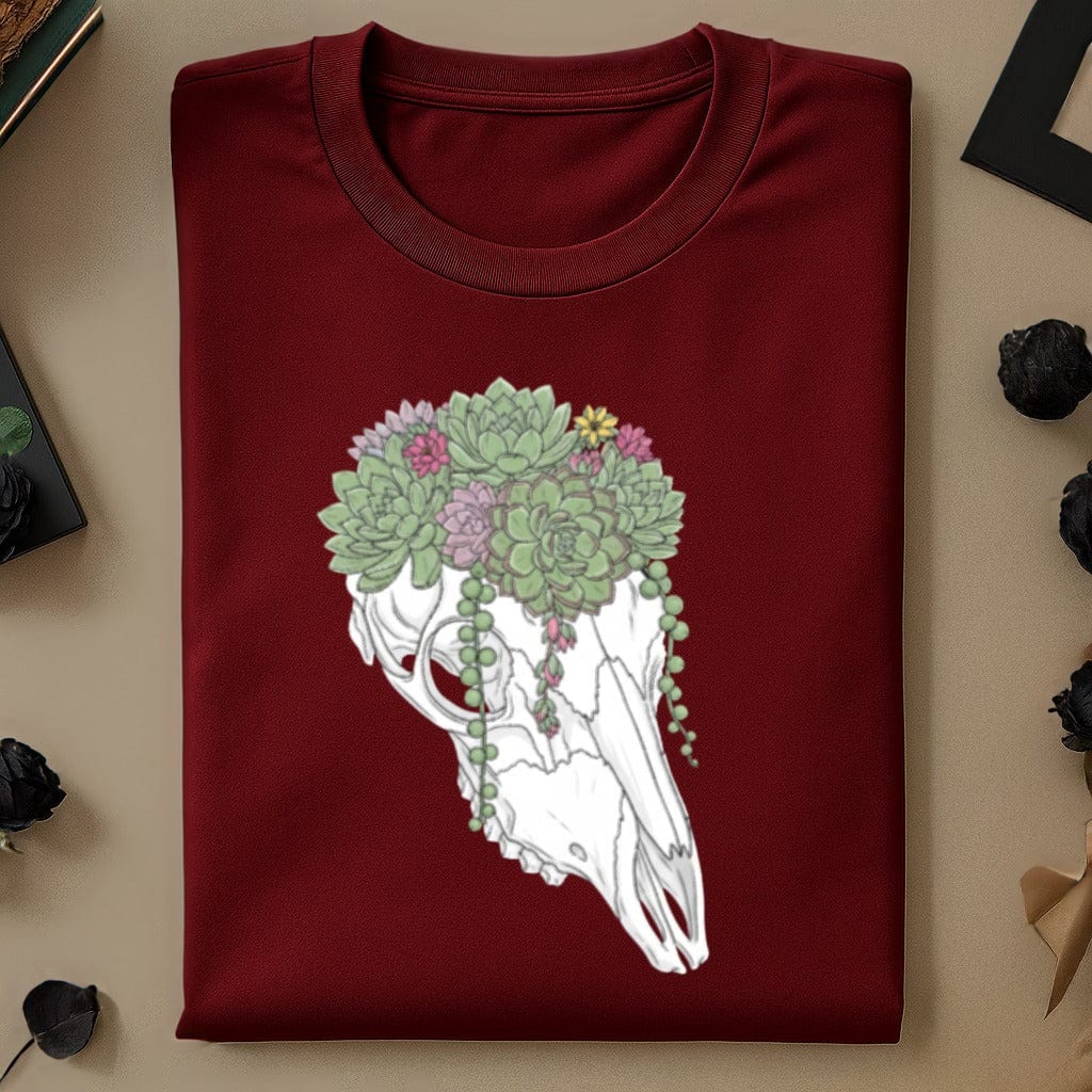 Succulent Adorned Skull Print Graphic Shirt product
