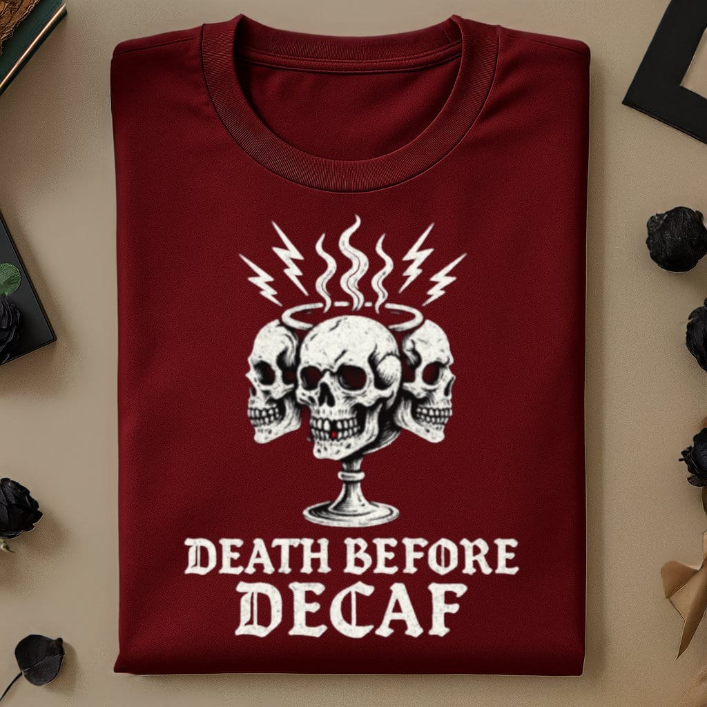Death Before Decaf Skull Graphic T-shirt product
