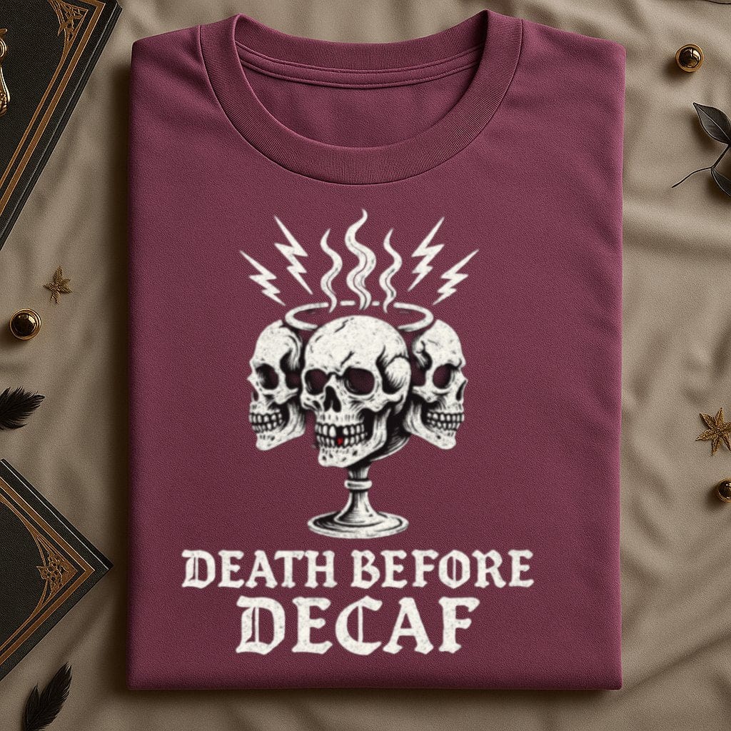 Death Before Decaf Skull Graphic T-Shirt product