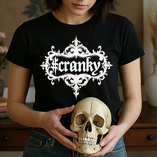 Cranky Moody Floral Gothic T-Shirt - Dark Humor Sarcastic Tee-2-library