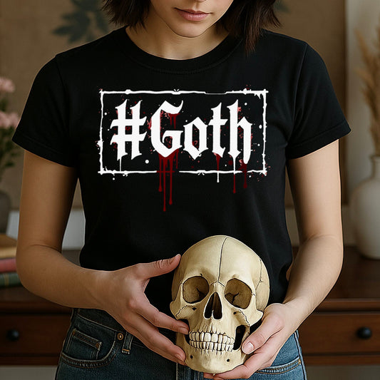 Bold Gothic Statement Shirt - Dark Rebellious Energy Tee-2-library