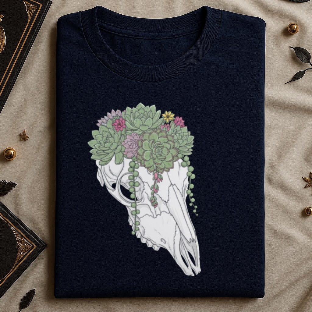 Floral Skull Design on Black Short Sleeve Shirt product