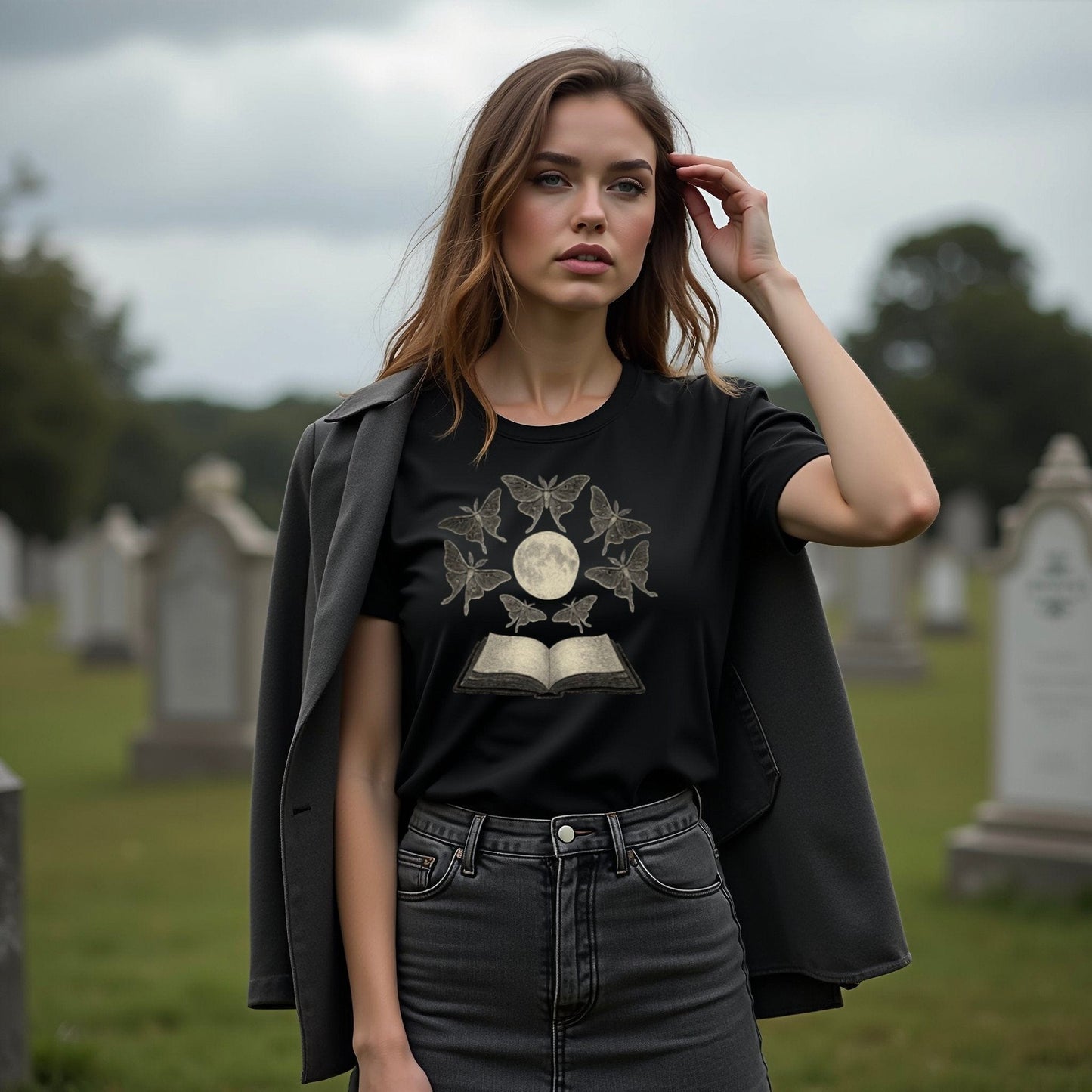 Vintage Butterfly Moon Book Graphic T-shirt product type