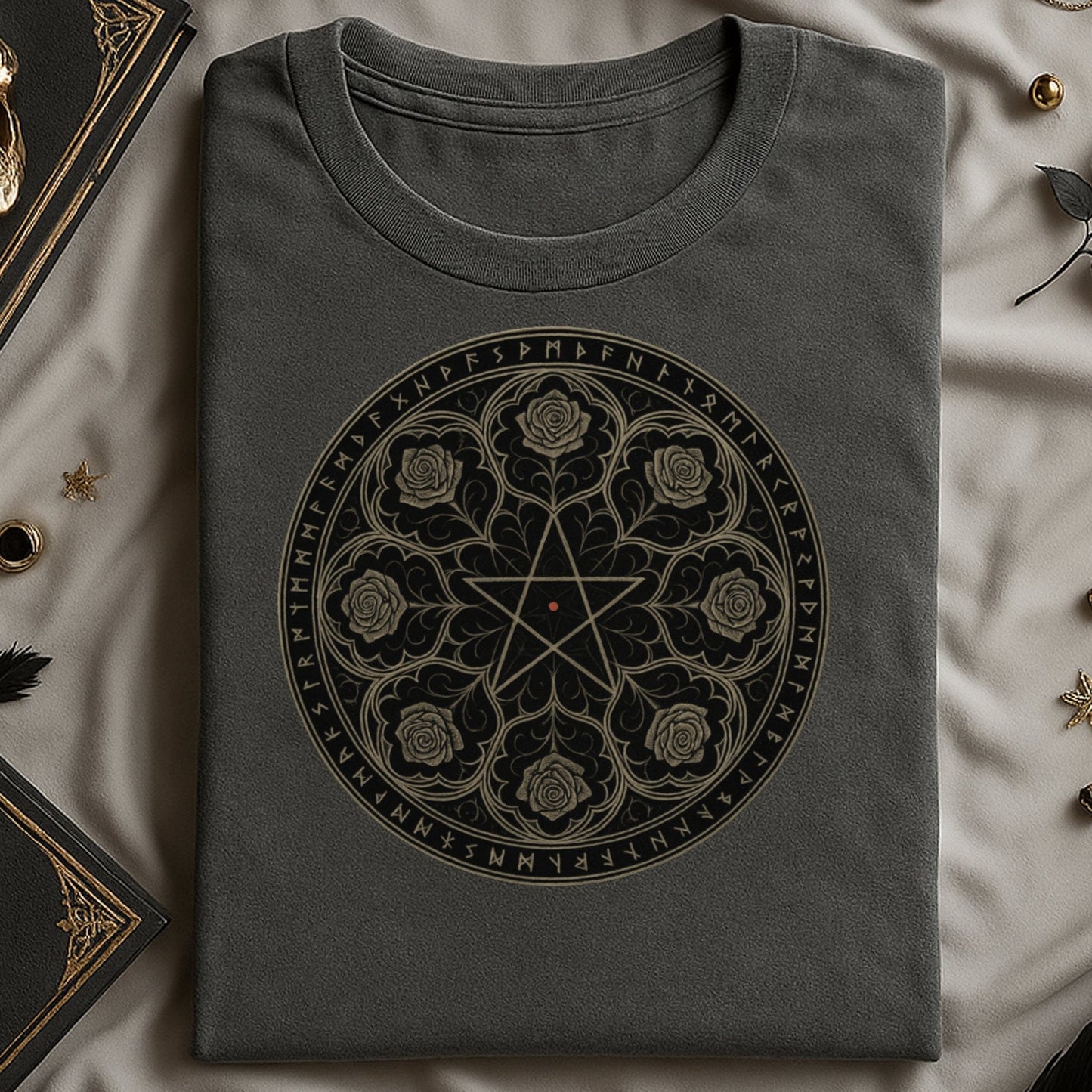 Intricate Dark Gothic Rose Rune Design Shirt product type