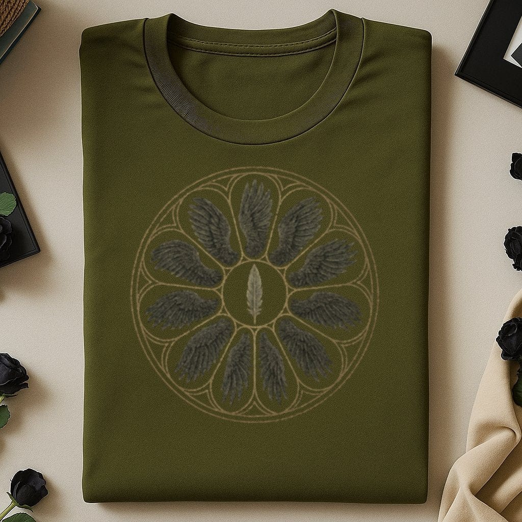 Nature Inspired Circular Feather Design T-shirt product