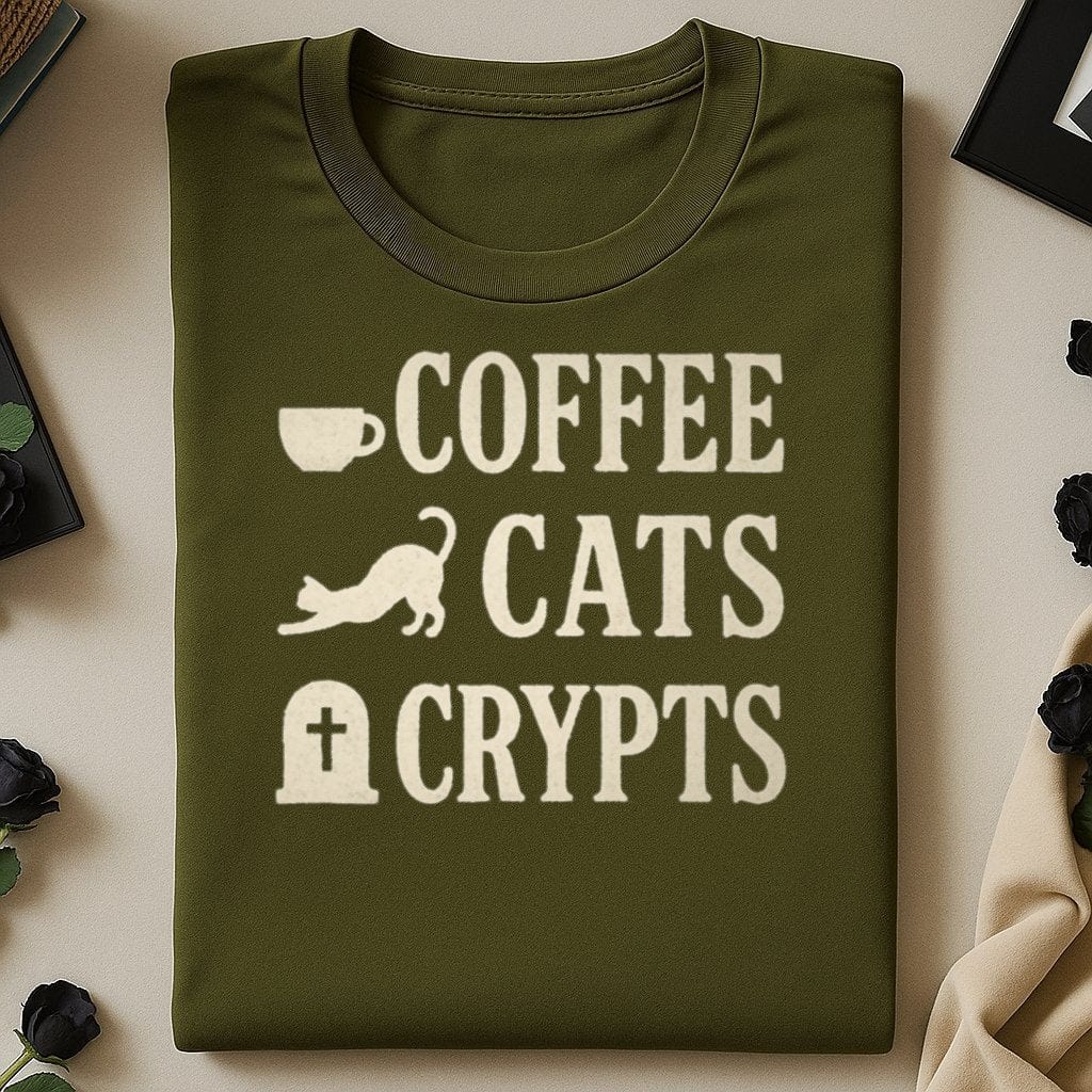 Coffee Cats Crypts Halloween Quote Shirt product type