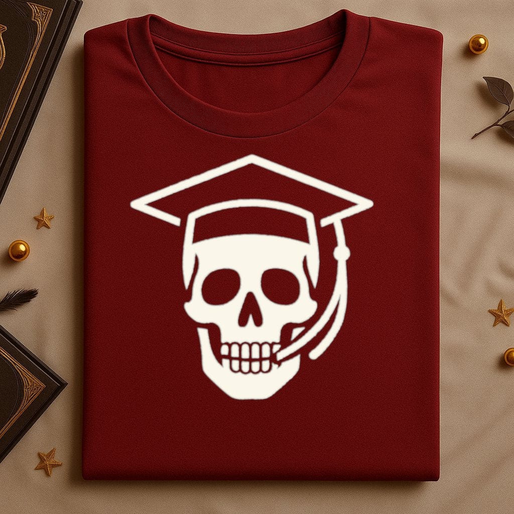 Skull with Graduation Cap Graphic T-Shirt product