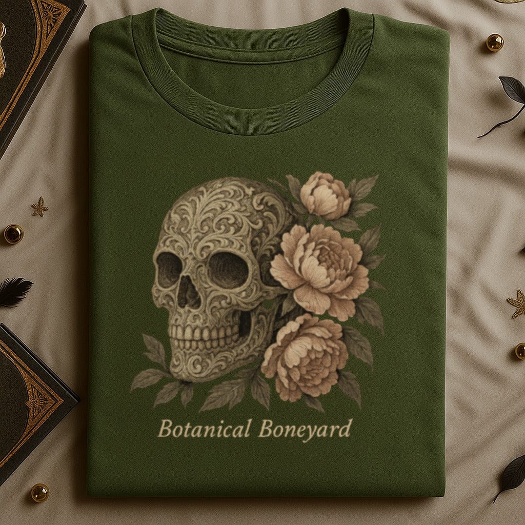 Botanical Boneyard Skull with Flowers T-Shirt product type