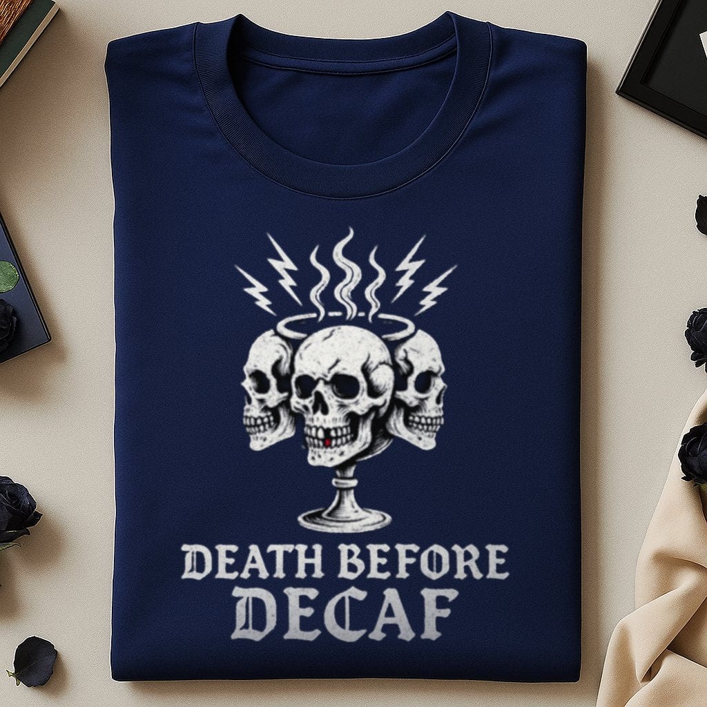 Death Before Decaf Skull Lightning T-shirt product
