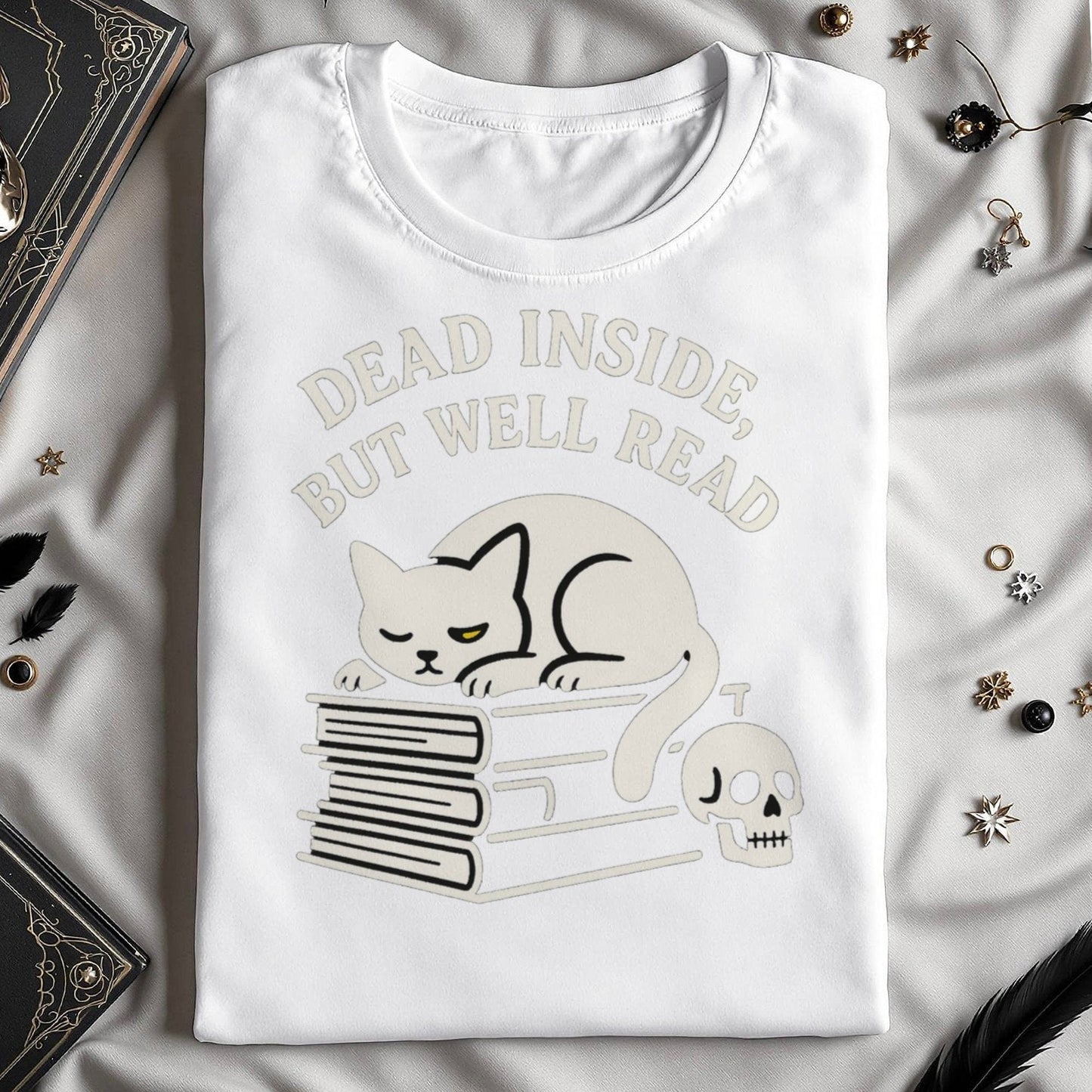Dead Inside But Well Read Cat Graphic T-shirt product