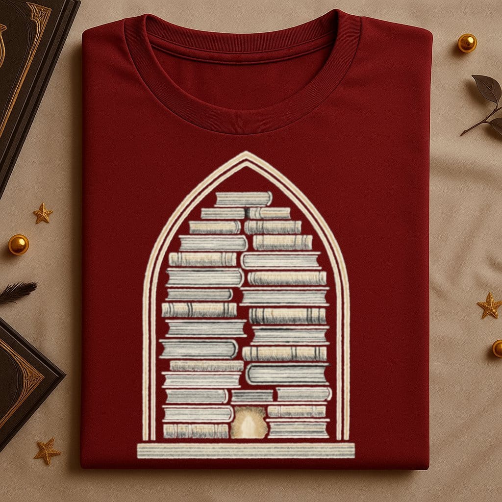 Gothic Arch Stack of Books Graphic T-shirt product