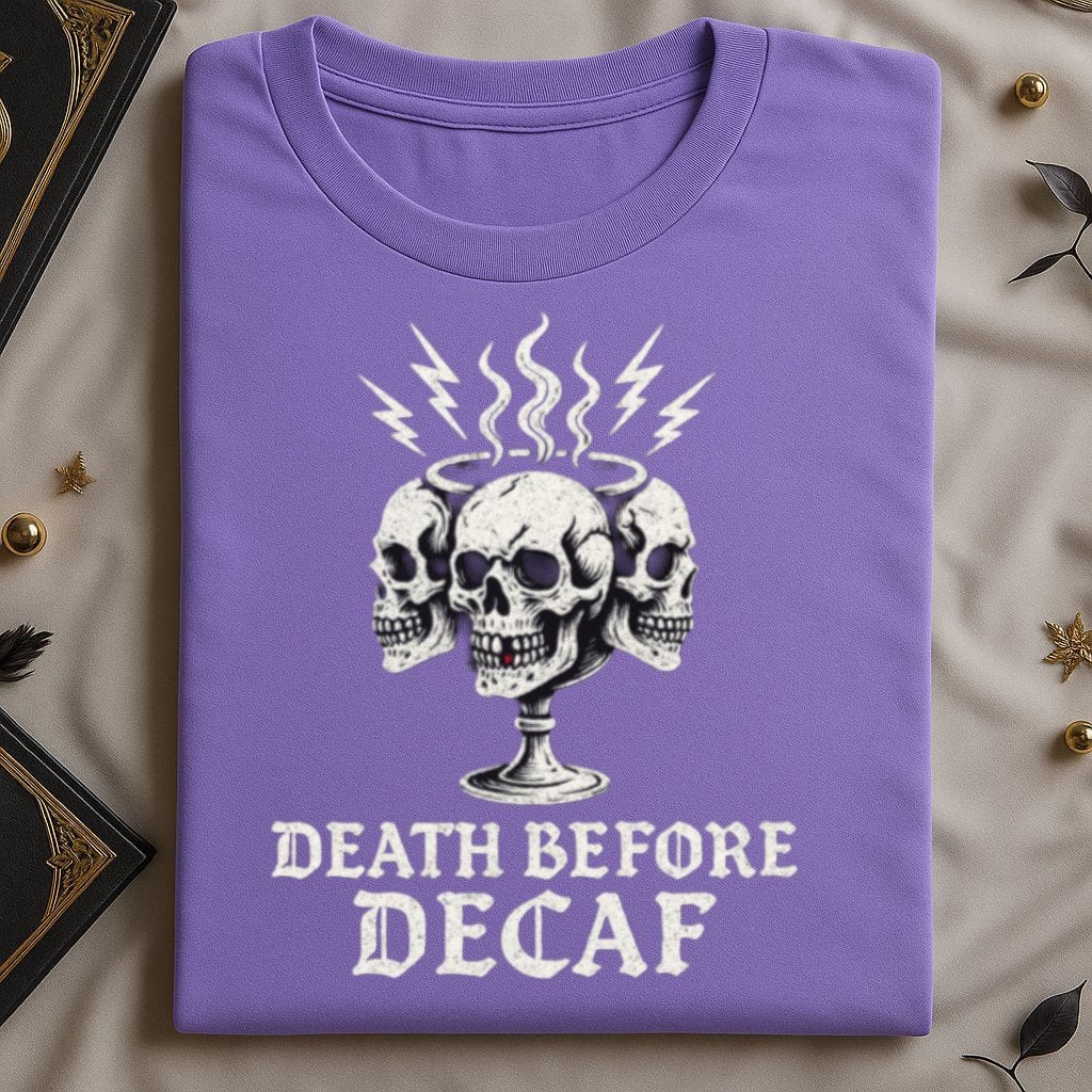 Death Before Decaf Skull Graphic Tee Shirt product