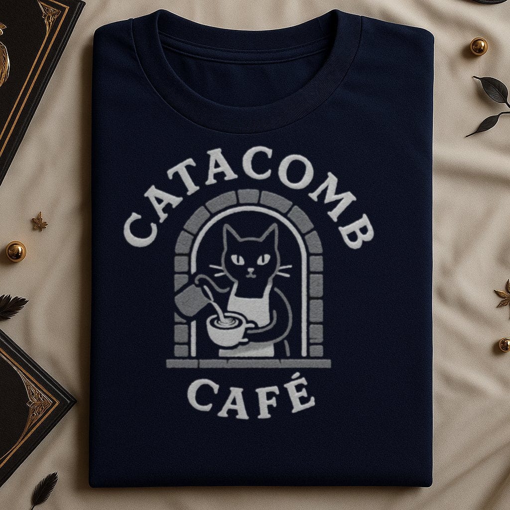 Catacomb Café Cat with Coffee Graphic T-Shirt product