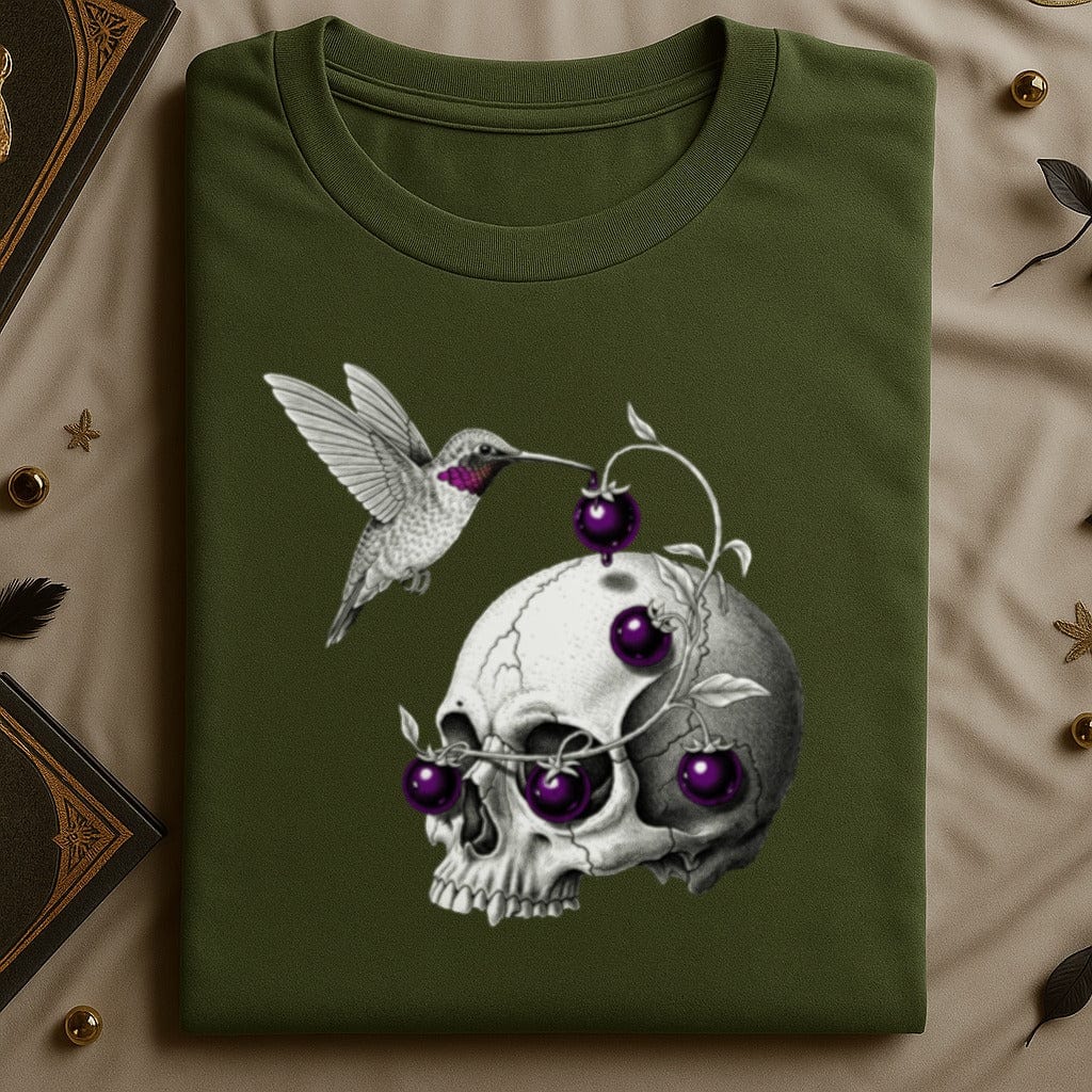 Hummingbird and Skull with Berries Graphic T-Shirt product type