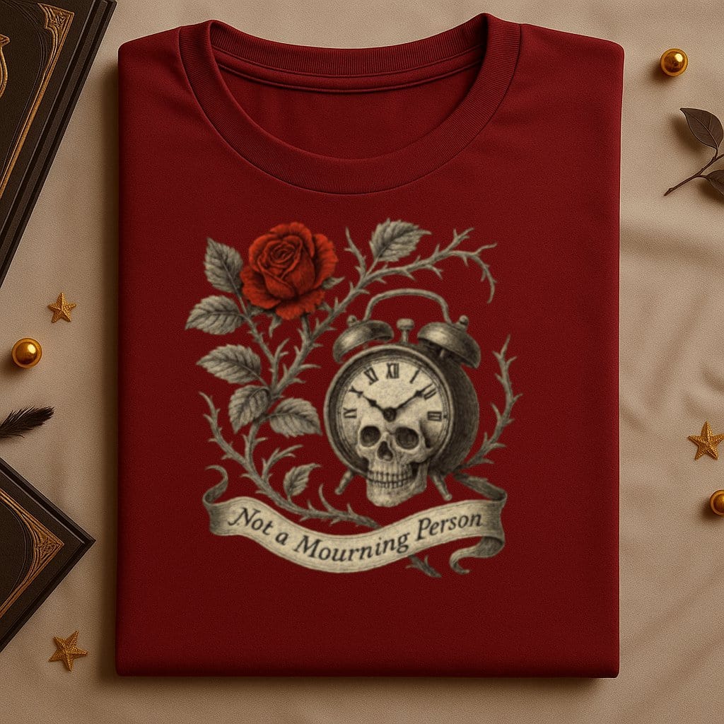 Gothic Skull Clock and Rose Graphic T-shirt product