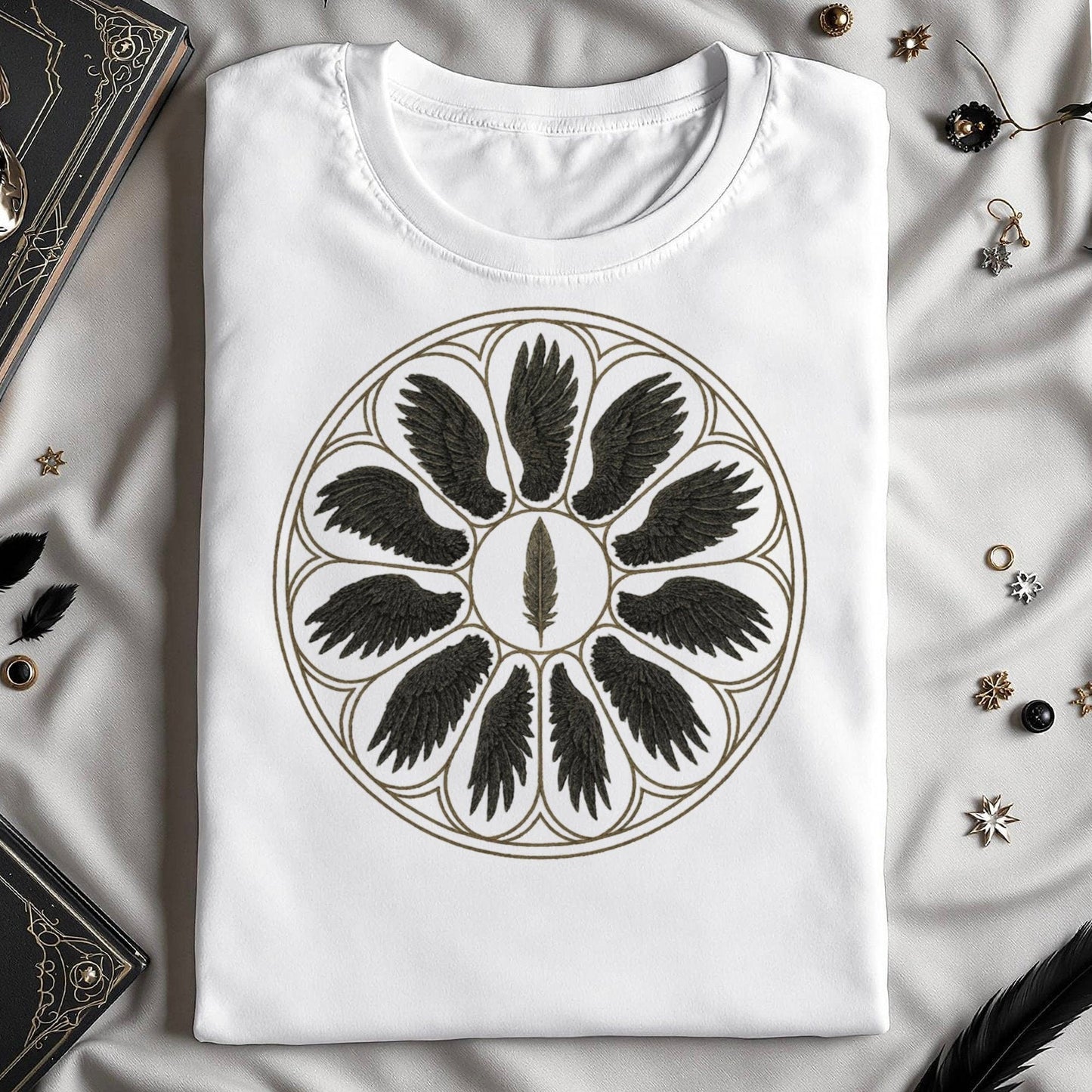 Intricately Designed T-Shirt with Elegant Wing Motif product type