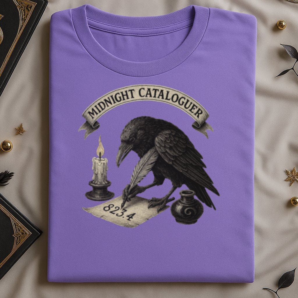 Midnight Cataloguer Raven on Purple Shirt product