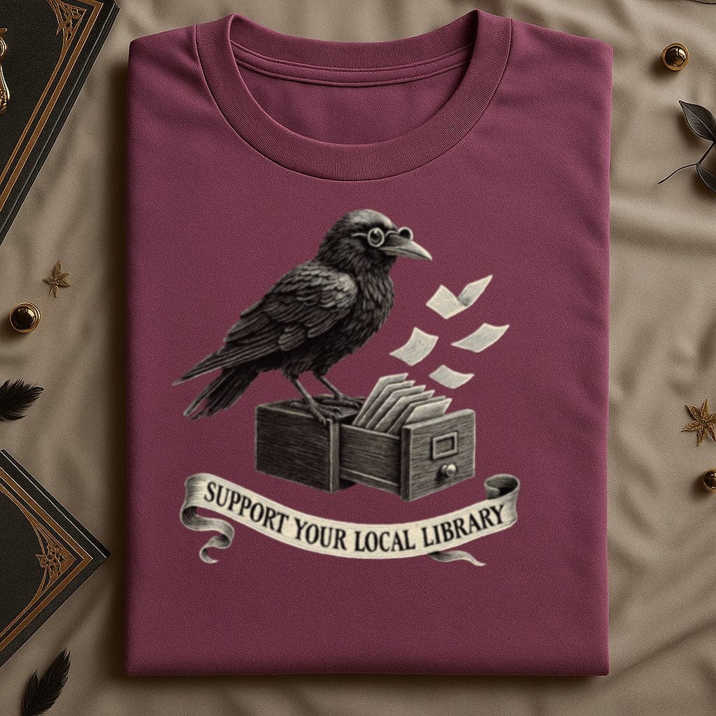 Support Your Local Library Raven Illustration T-shirt product