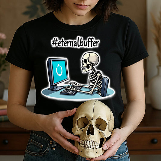 EternalBuffer Skeleton Coder T-Shirt - Geeky Tech Humor Tee-2-library