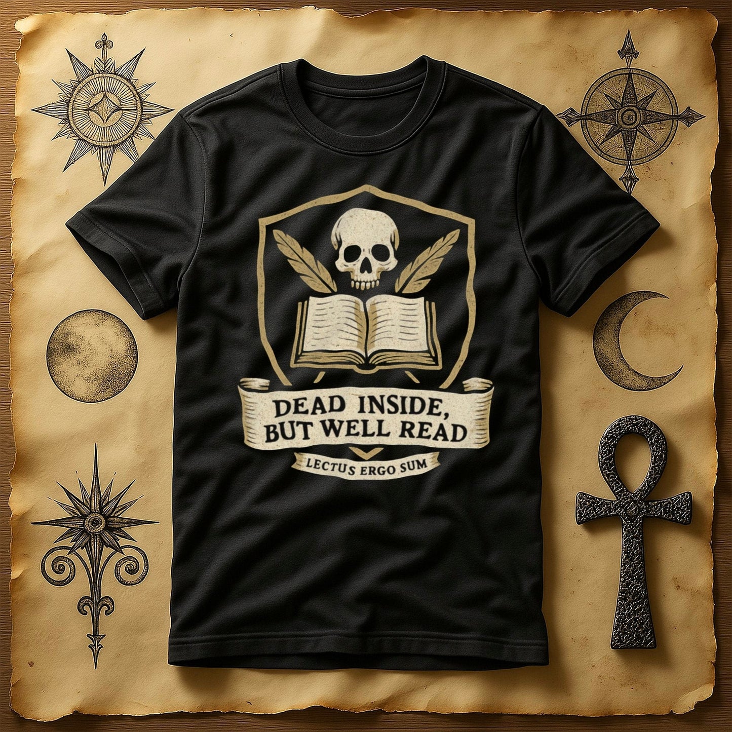 Dead Inside But Well Read Motto Graphic T-Shirt product