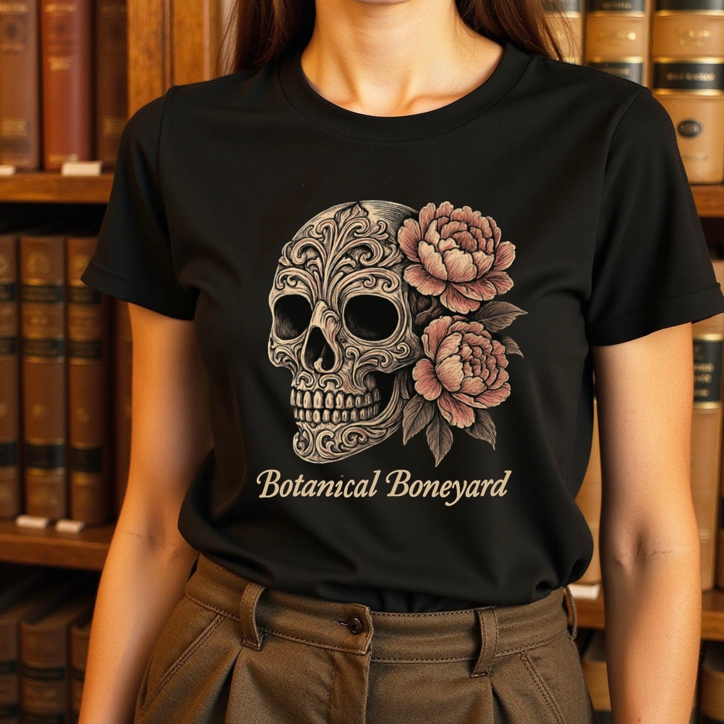 Botanical Boneyard Skull Design Fashion Shirt product