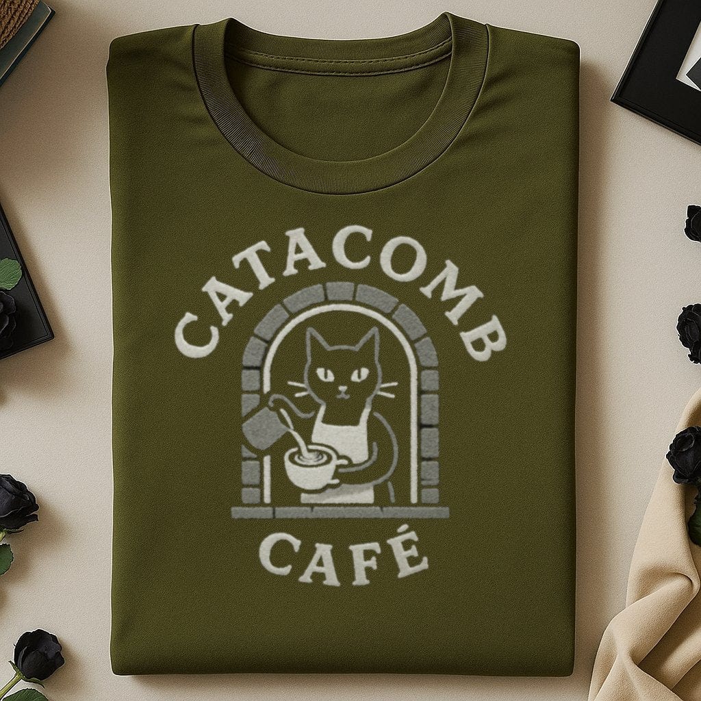 Catacomb Cafe Graphic Cat Design T-shirt product
