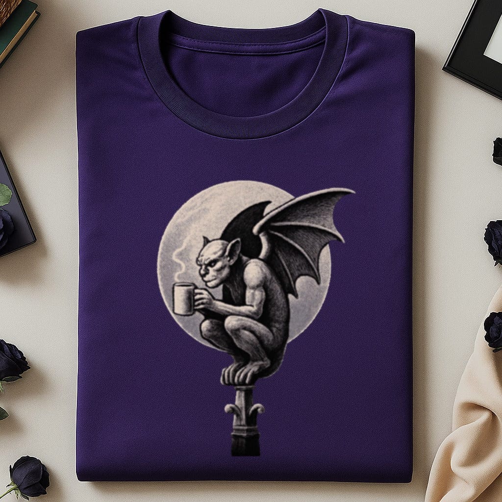 Gothic Gargoyle Drinking Coffee Design T-shirt product