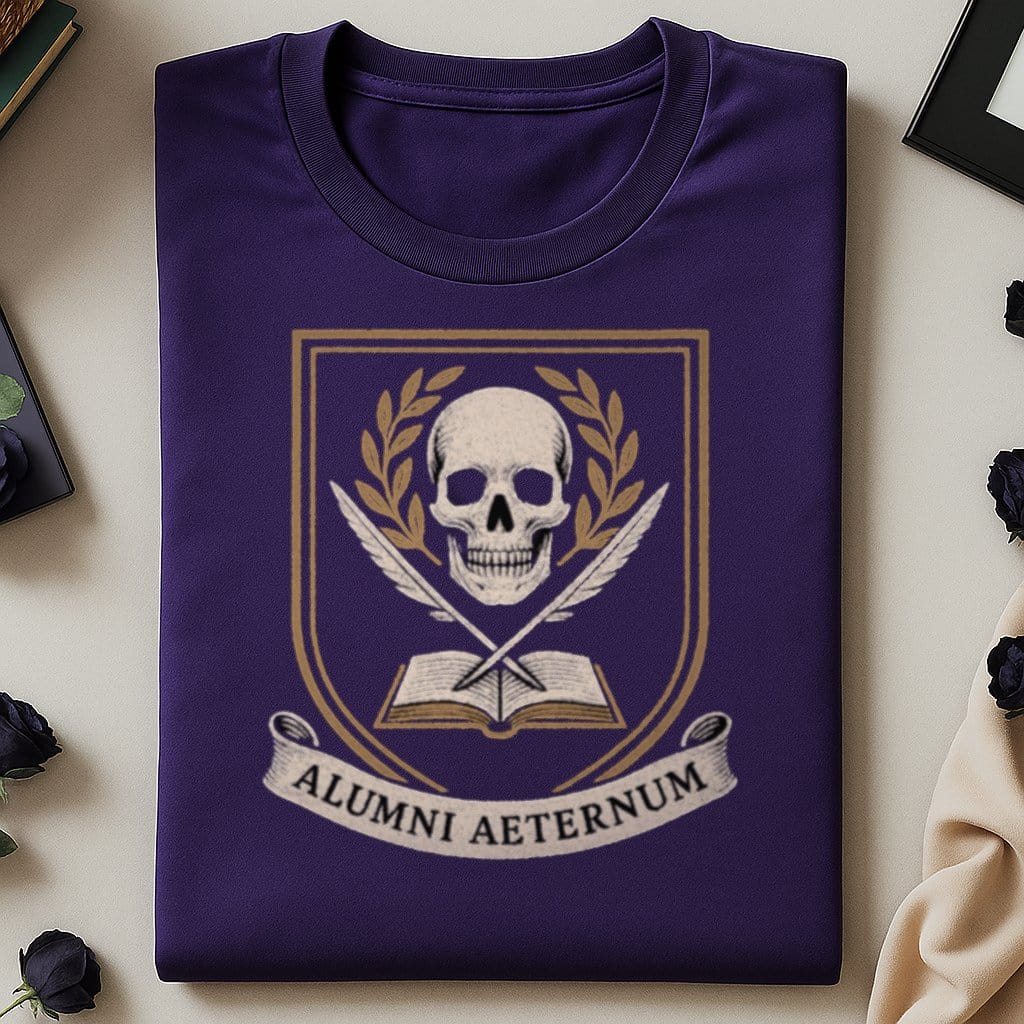 Alumni Aeternum Skull and Book Graphic Printed Shirt product