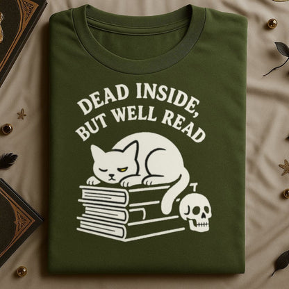 Dead Inside But Well Read Cat Design T-Shirt product