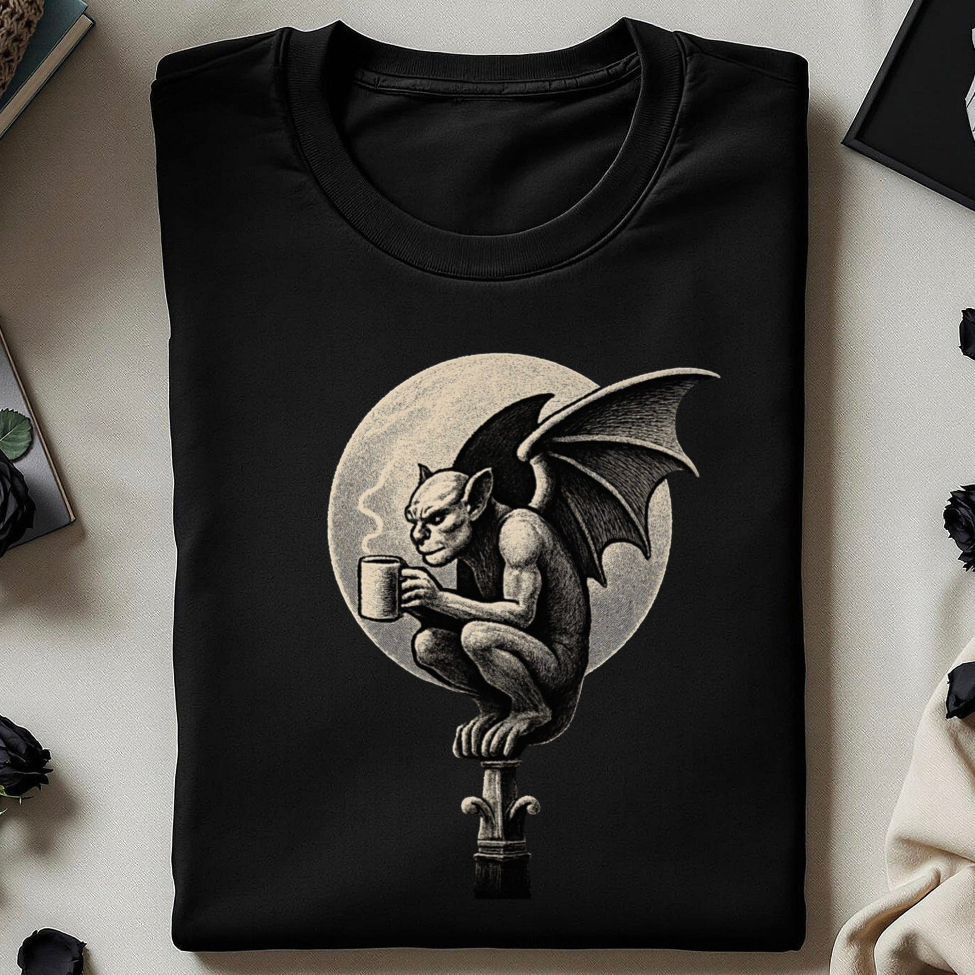Gargoyle Drinking Coffee Graphic Tee Shirt product