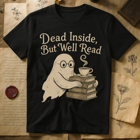 Dead Inside But Well Read Funny Ghost Tee product