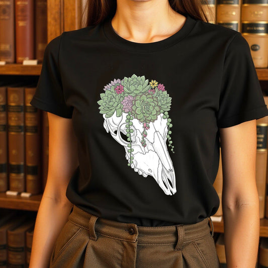 Skull Decorated with Succulent Plants T-shirt product